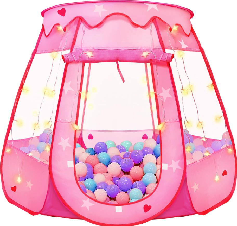 Pop Up Princess Tent with Star Light, Toys for 1 2 3 Year Old Girl Birthday Gift