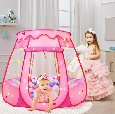 Pop Up Princess Tent with Star Light, Toys for 1 2 3 Year Old Girl Birthday Gift